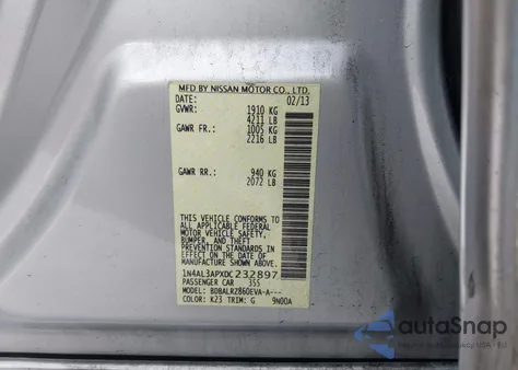 2013 Nissan Altima 2.5 S z USA, uszkodzony, nr VIN 1N4AL3APXDC232897